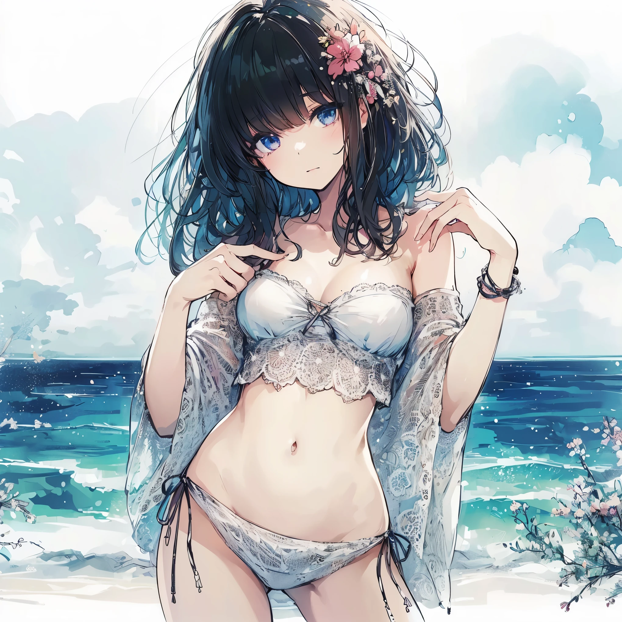 (best quality,4k,8k,highres,masterpiece:1.2),ultra-detailed,beautiful detailed eyes,A girl with beautiful eyes, everyone, beautiful anime girl, cute anime girl, smooth anime art, anime style, elegant colors, soft lighting, delicate beautiful sensitive eyes, very coquettish, beautiful large breast, (correct hands:1.2)