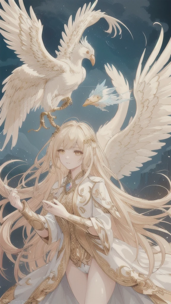gold-winged roc, (best quality, highres:1.2) lifelike portrayal, stunning details, radiant feathers, majestic creature, mythical bird, exquisite artwork, golden hue, intricate details, fine brushstrokes, realistic portrayal, ancient legend, powerful presence, mythical creature, impressive wingspan, magnificent bird, divine beauty, breathtaking artwork, fantasy motif, vibrant colors, masterful craftsmanship, mythical beast, intriguing gaze, awe-inspiring creature, mystical energy, mythical landscape, ethereal atmosphere, captivating scene, surreal landscape, otherworldly creature, transcendent artwork, magical aura, enchanting elegance, grandeur and grace, dynamic composition, dramatic lighting, (photorealistic:1.37) details, mesmerizing artwork.
