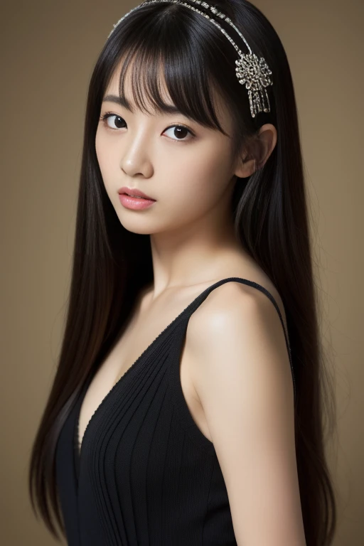8K, Ultra-high resolution, Highest quality, masterpiece, 三分割法によるphotograph,Surreal, photograph, 1 Girl, (16 years old:1.3), pretty girl, Cute face, Beautiful eyes in every detail, 細かくdetailedに,masterpiece,One Girl:1.2, Japan Female Announcer,overhead shot,Legs slightly open,black silk dress,Deep slit,pulling up the hem,Black Hair,Bob with bangs,Delicate and smooth skin, Realistic Skin, Skin with attention to detail, Perfect limbs、Narrow waist、Thin legs、Browsing Caution,Beautiful leg line beauty,Looking at the audience,beauty,Long neck、(((Ideal body type))),A cup small breasts :2,、Portraiture:2、Perfect Anatomy、鮮明なdetailed、detailed、Surreal、Light and shadow,Strong light