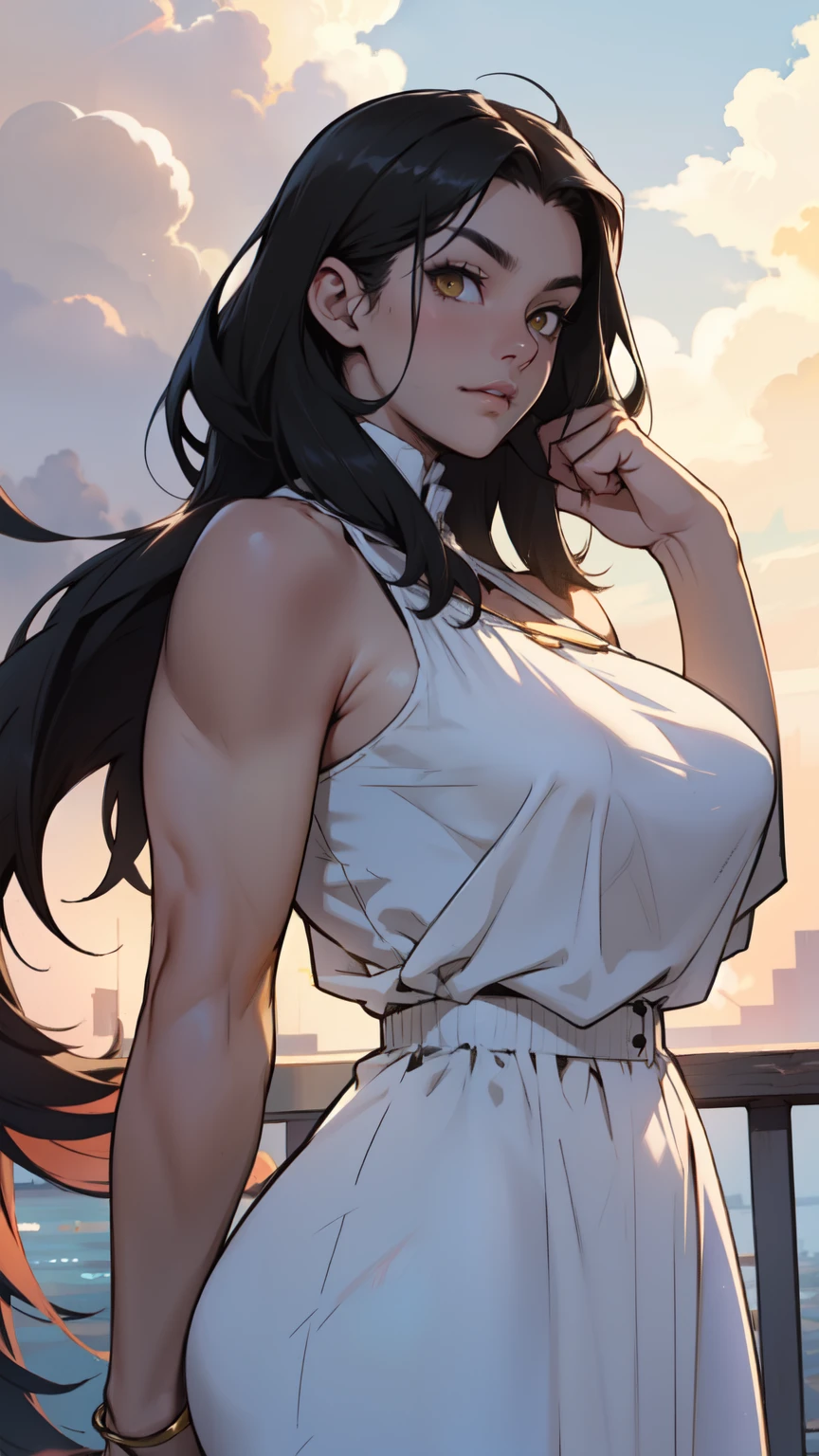 muscular huge breasts thick sunny sky clouds black hair yellow eyes sundress black hair yellow eyes pale skin solo joyful long straight hair long straight hair long straight hair long straight hair long straight hair long straight hair long straight hair long straight hair long straight hair