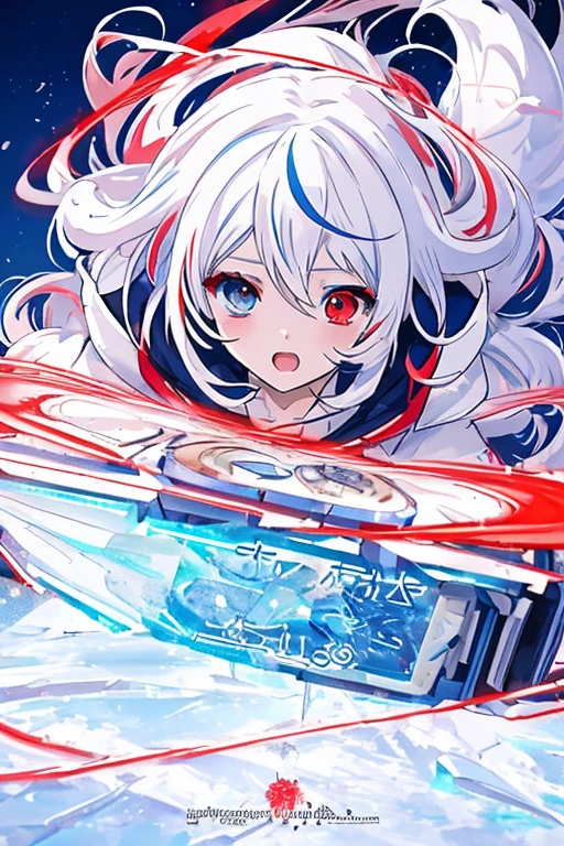anime girl with long white hair holding a ice sword, ice magic circle, best anime 4k konachan wallpaper, white haired deity, zerochan art, anime art wallpaper 8 k, anime style 4 k, ufotable art style, detailed key anime art, anime art wallpaper 4 k, anime art wallpaper 4k, ryuko matoi, white haired, anime wallaper, (((heterochromia, blue and red eyes)))