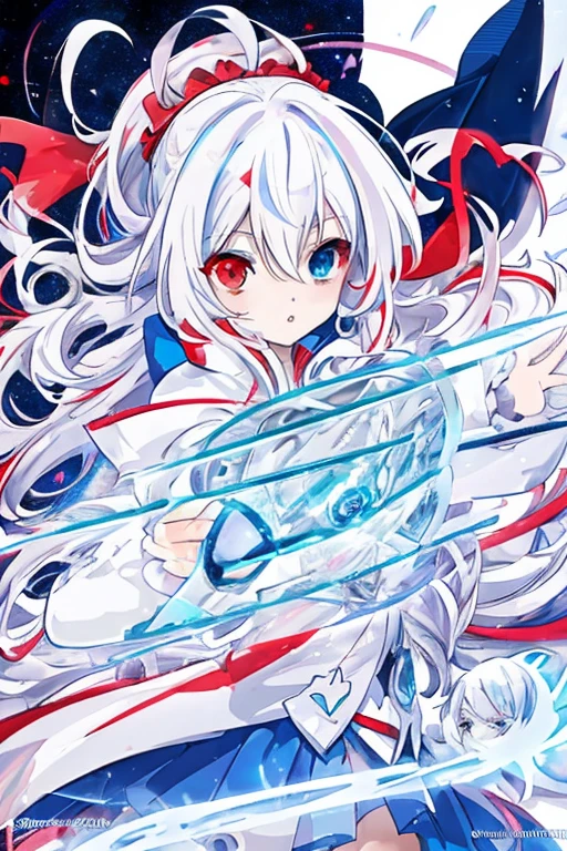 anime girl with long white hair holding a ice sword, ice magic circle, best anime 4k konachan wallpaper, white haired deity, zerochan art, anime art wallpaper 8 k, anime style 4 k, ufotable art style, detailed key anime art, anime art wallpaper 4 k, anime art wallpaper 4k, ryuko matoi, white haired, anime wallaper, (((heterochromia, blue and red eyes)))