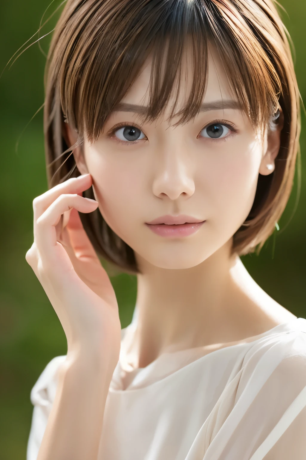 Top quality, realistic, perfect human body structure, very detailed, very delicate and beautiful, RAW photography, professional lighting, luminescence, depth of field, single focal, full body, Skinny Japanese lady, 30 years old lady, brown hair, small head, beautiful eyes, real face, realistic skin, detailed eyes, (fashionable hairstyle: 1.3),