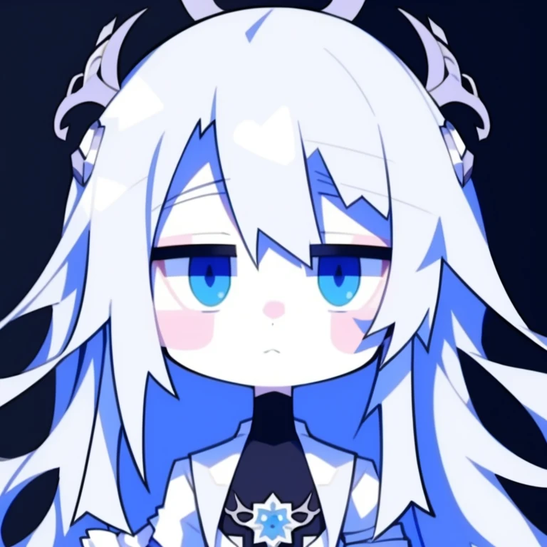 Half-length statue of a girl,k hd,4K,face expressionless,style of anime,sideface,white backgrounid,blue color eyes,white color hair