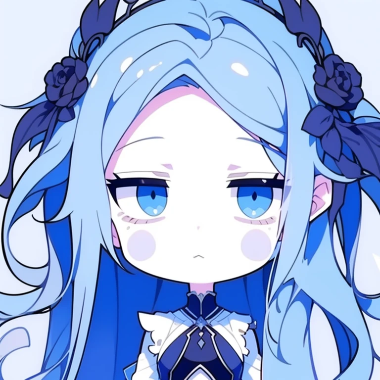 Half-length statue of a girl,k hd,4K,face expressionless,style of anime,sideface,white backgrounid,blue color eyes,white color hair