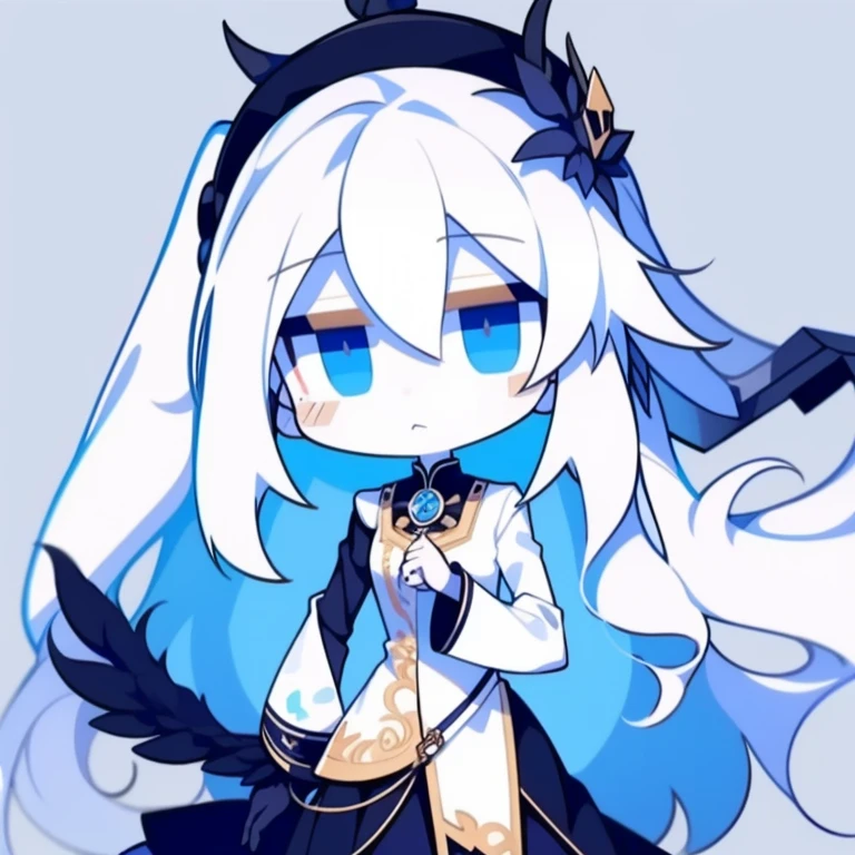 Half-length statue of a girl,k hd,4K,face expressionless,style of anime,sideface,white backgrounid,blue color eyes,white color hair,full body,