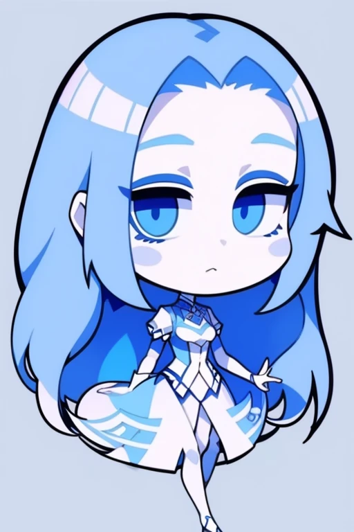 Half-length statue of a girl,k hd,4K,face expressionless,style of anime,sideface,white backgrounid,blue color eyes,white color hair,full body,Confused eyes,