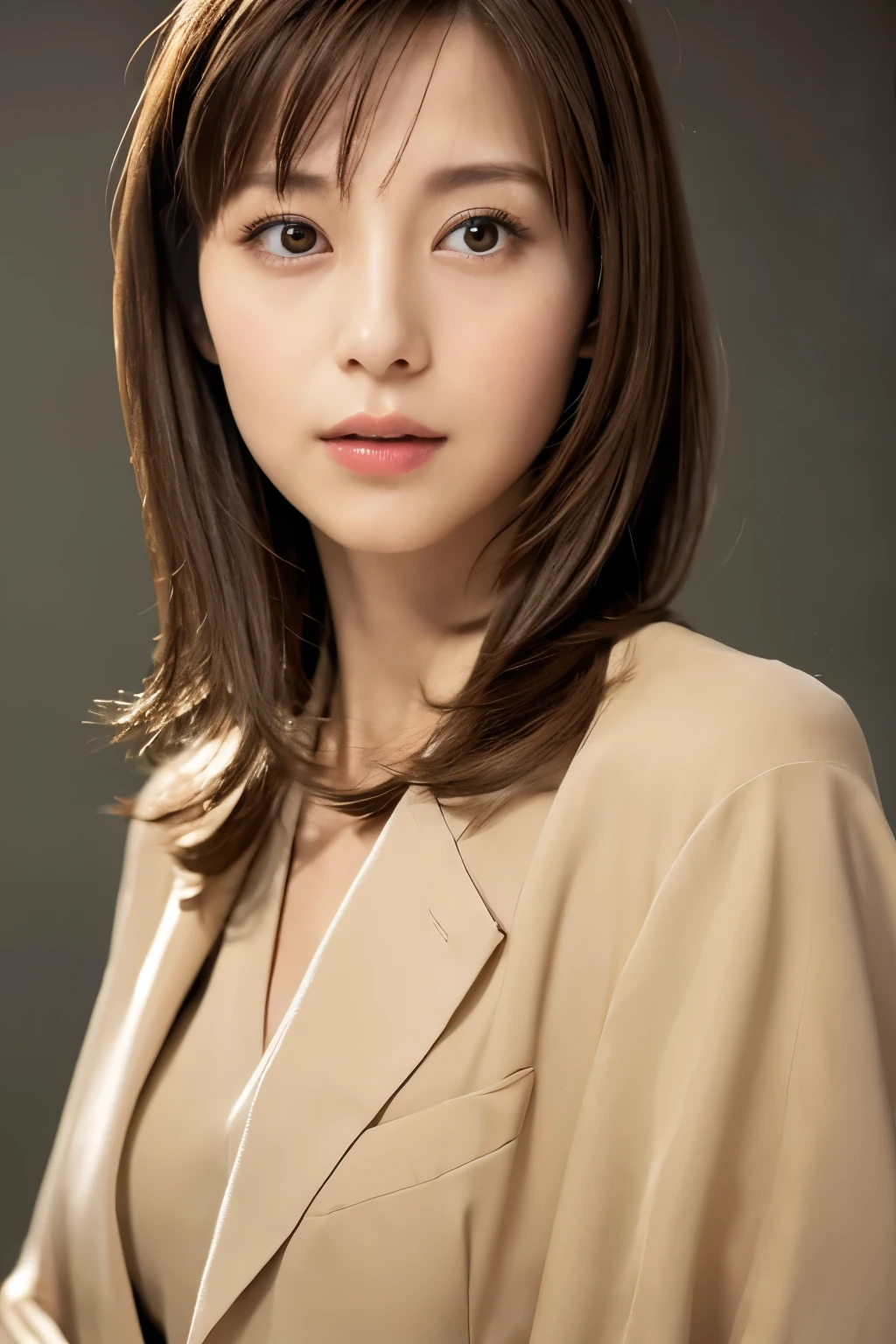 Top quality, realistic, perfect human body structure, very detailed, very delicate and beautiful, RAW photography, professional lighting, luminescence, depth of field, single focal, full body, Skinny Japanese lady, 30 years old lady, brown hair, small head, beautiful eyes, real face, realistic skin, detailed eyes, (fashionable hairstyle: 1.3),