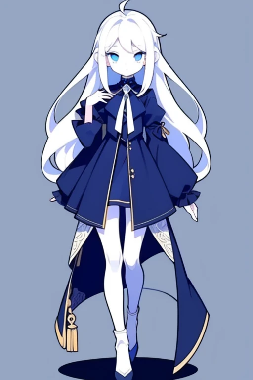 Half-length statue of a girl,k hd,4K,face expressionless,style of anime,sideface,white backgrounid,blue color eyes,white color hair,((full body)),Confused eyes,