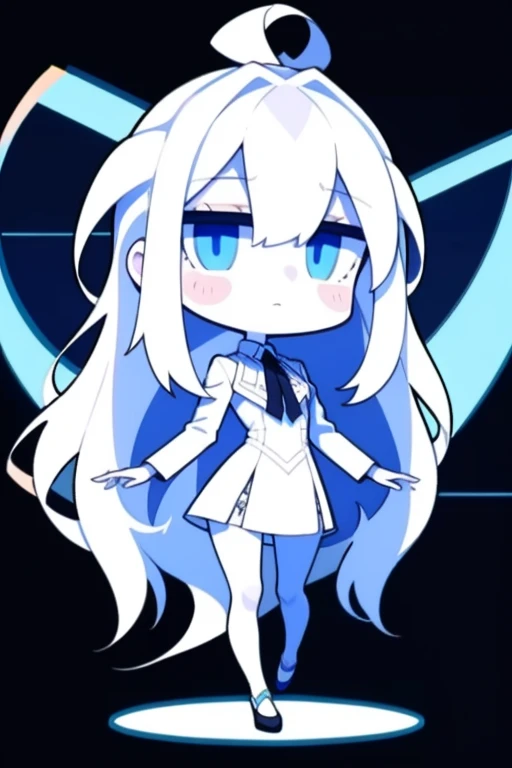 Half-length statue of a girl,k hd,4K,face expressionless,style of anime,sideface,white backgrounid,blue color eyes,white color hair,((full body)),Confused eyes,