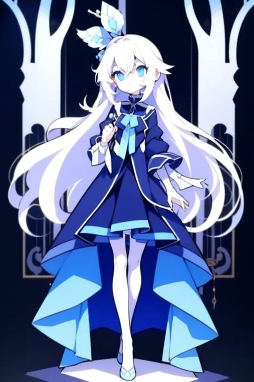 Half-length statue of a girl，k hd，4K，face expressionless，style of anime，sideface，white backgrounid，blue color eyes，white color hair,((full body)),Confused eyes,