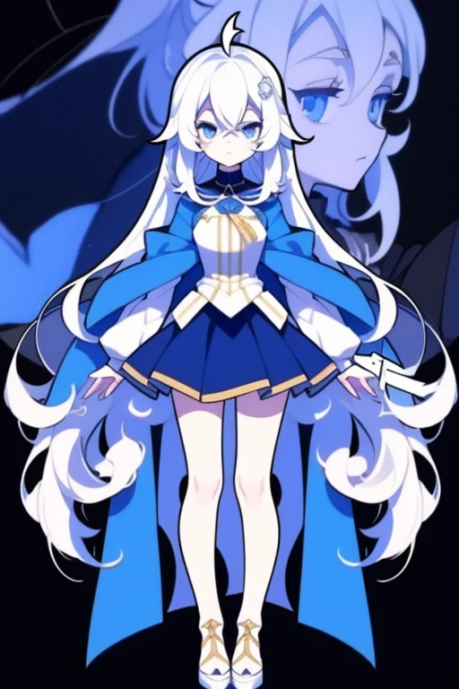 Half-length statue of a girl,k hd,4K,face expressionless,style of anime,sideface,white backgrounid,blue color eyes,white color hair,((full body)),Confused eyes,