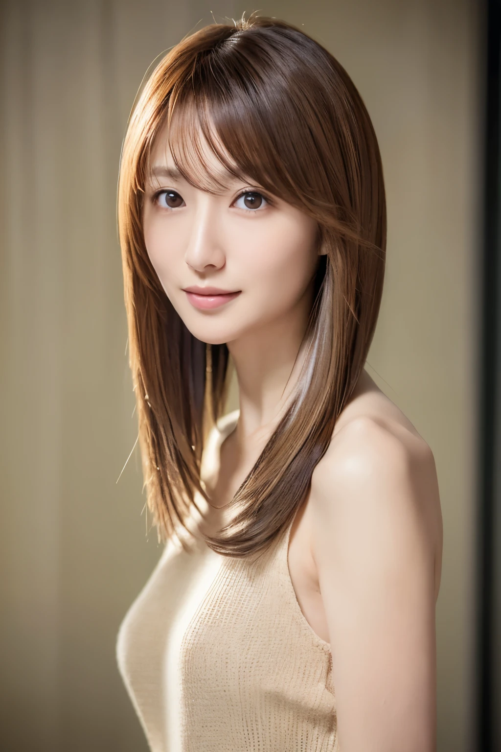 Top quality, realistic, perfect human body structure, very detailed, very delicate and beautiful, RAW photography, professional lighting, luminescence, depth of field, single focal, full body, Skinny Japanese lady, 30 years old lady, brown hair, small head, beautiful eyes, real face, realistic skin, detailed eyes, (fashionable hairstyle: 1.3),