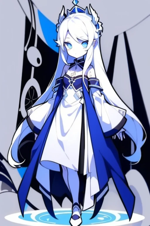 Half-length statue of a girl,k hd,4K,face expressionless,style of anime,sideface,white backgrounid,blue color eyes,white color hair,((full body)),Confused eyes,