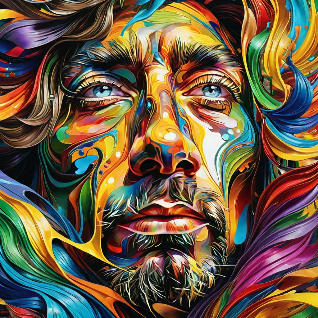 painting of a man's face with a colorful background, great digital art with details, abstract portrait, incredible digital art, abstract 3 d artwork, abstract face, 4k highly detailed digital art, intricate digital painting, intricate and intense oil paint, art of alessandro pautasso, stunning digital art, highly detailed digital art, ultra detailed face, extremely detailed digital art