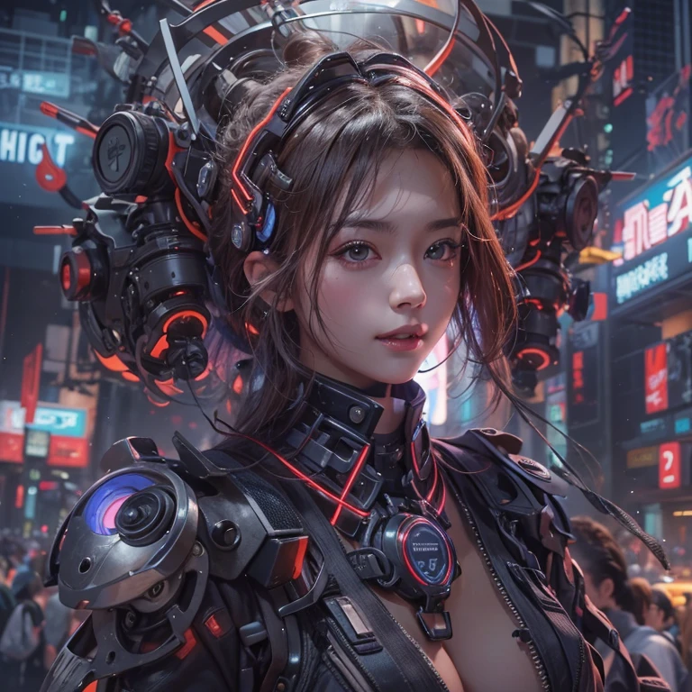 Ride in a time machine 、Hair flow、 ((highest quality、masterpiece、8k、Best image quality、Ultra-high resolution、Award-winning works)、(Accurate anatomy:1.1)、(Look at me and smile:1.1)、Shining fair skin with Ultra-high resolution、The most detailed face、Ultra-high resolution detailed face、Ultra-high resolutionの髪の毛、(Ultra-high resolutionの煌めく瞳:1.1)、Beautiful face drawn in every detail、Cyberpunk Clothing, Chest to chest, Big floating clock