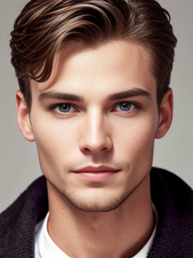 a perfect divine german man, focus on the face.