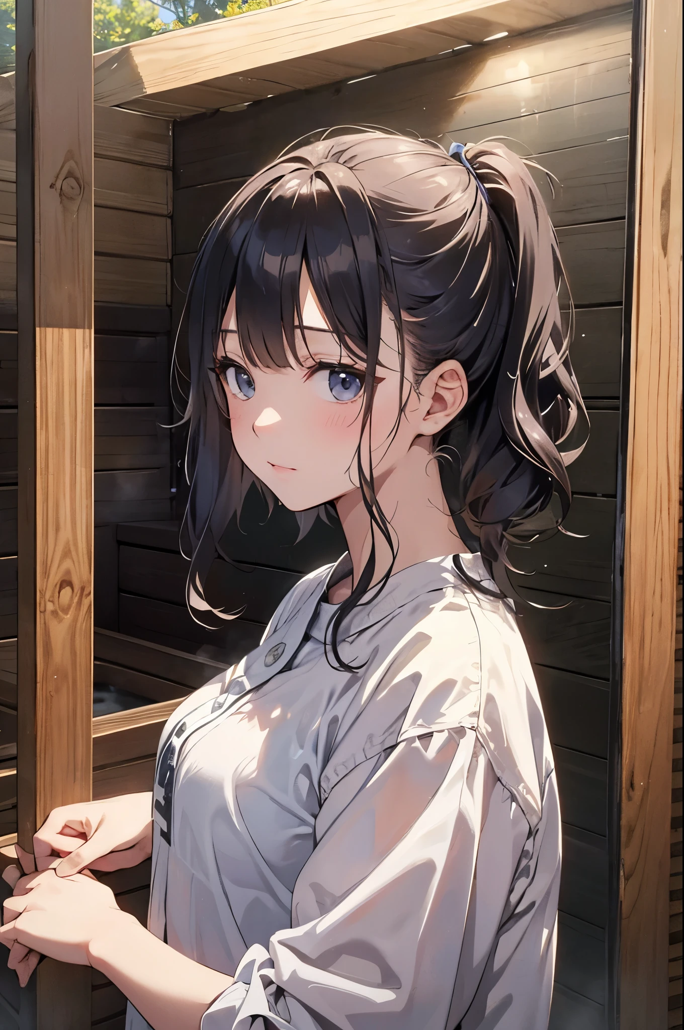 (Pretty sister:1.3)、(Super detailed)、sauna、Hot spring messy hair、moisture