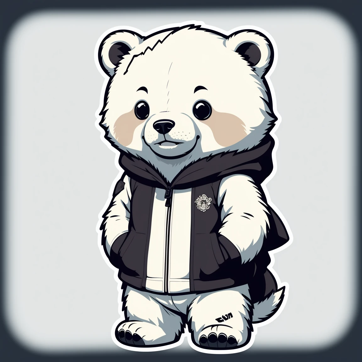 Sticker Style, Anime Style, Chibi, 1 bear, Cute polar bear avatar, Fantasy Background