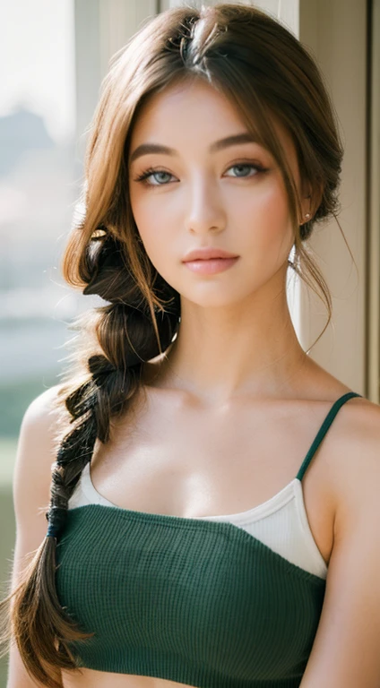 ((highest quality, 8k, masterpiece :1.3)), One girl, Beautiful woman with slim abdominal muscles :1.3, (Random Hairstyles :1.2), Oversized tank top :1.2, Highly detailed face, Fine grain, double eyelid, Underarm