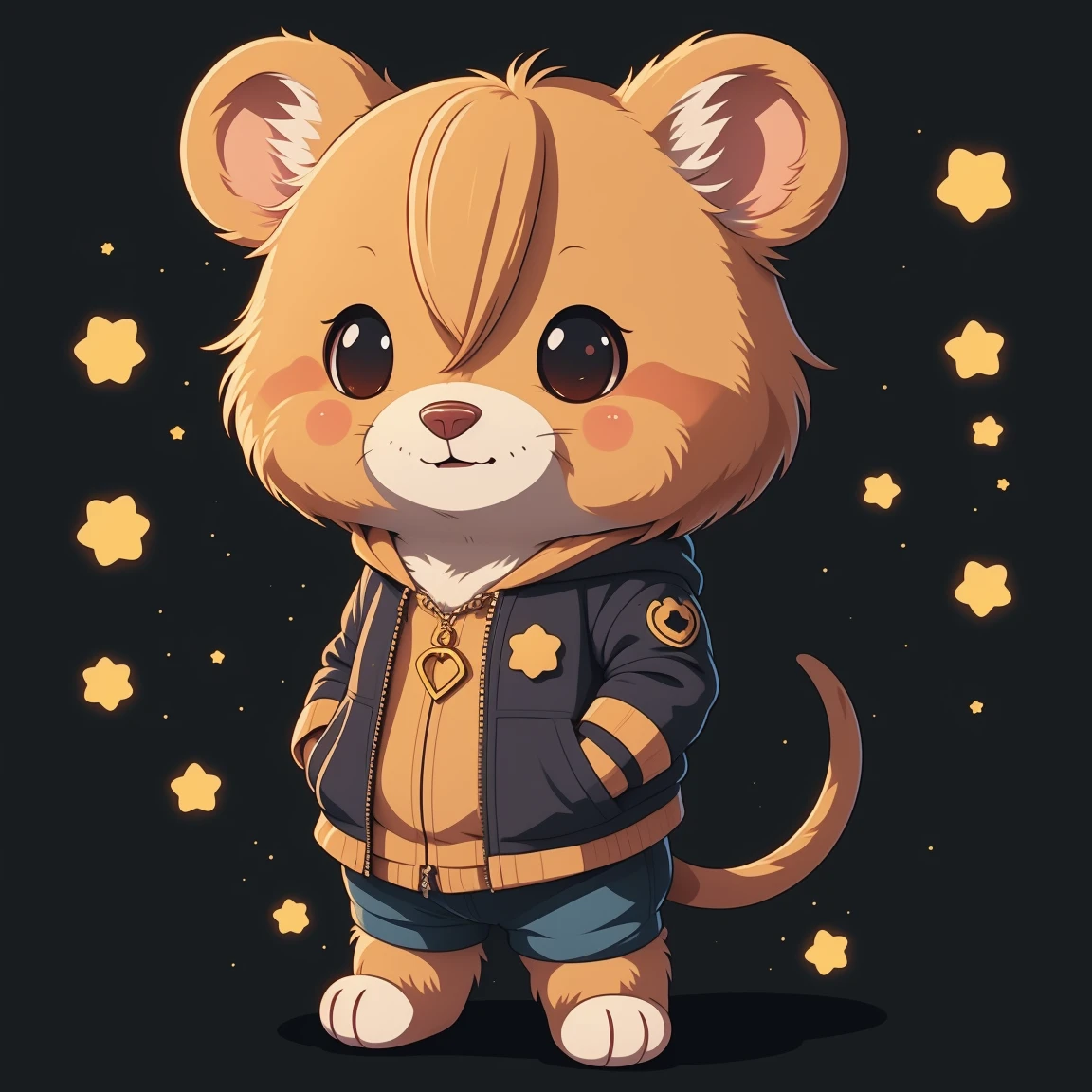 Sticker Style, Anime Style, Chibi, 1 bear, Cute mouse avatar, Fantasy Background