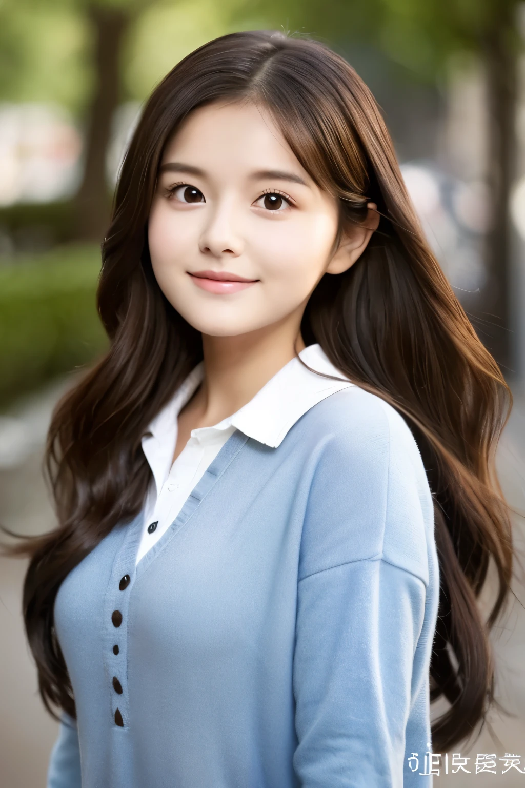２０A cute raccoon-faced girl in her early twenties１Female　hair is a little brown　A clean feeling　Pretty realistic