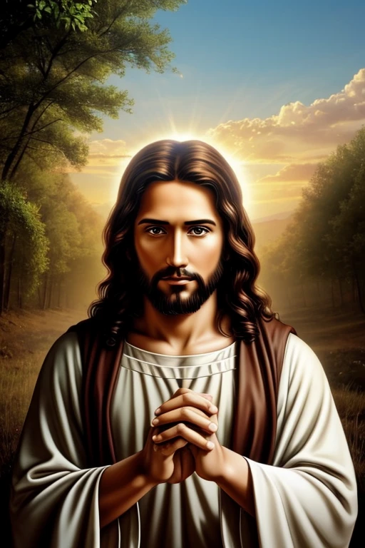 Create picture of jesus that he help us in the world