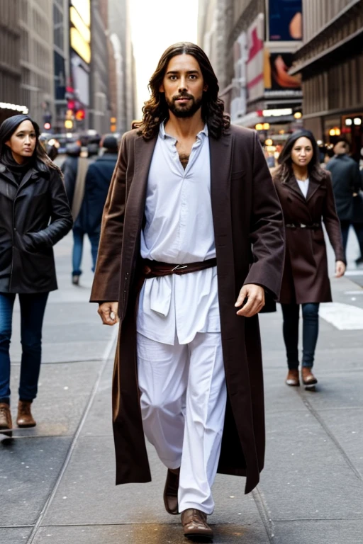 Create picture of jesus that he walk in new York