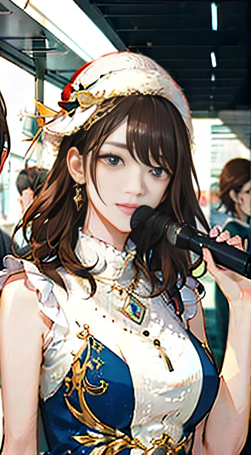 highest quality, masterpiece, One woman、 whole body, Very delicate and beautiful woman, 8K Wallpaper, Beautiful fine details, Beautiful sparkle, Cinematic lighting、27 years old、Idol、sexy、Colorful costumes、Red Line、Tall beauty、Sadistic