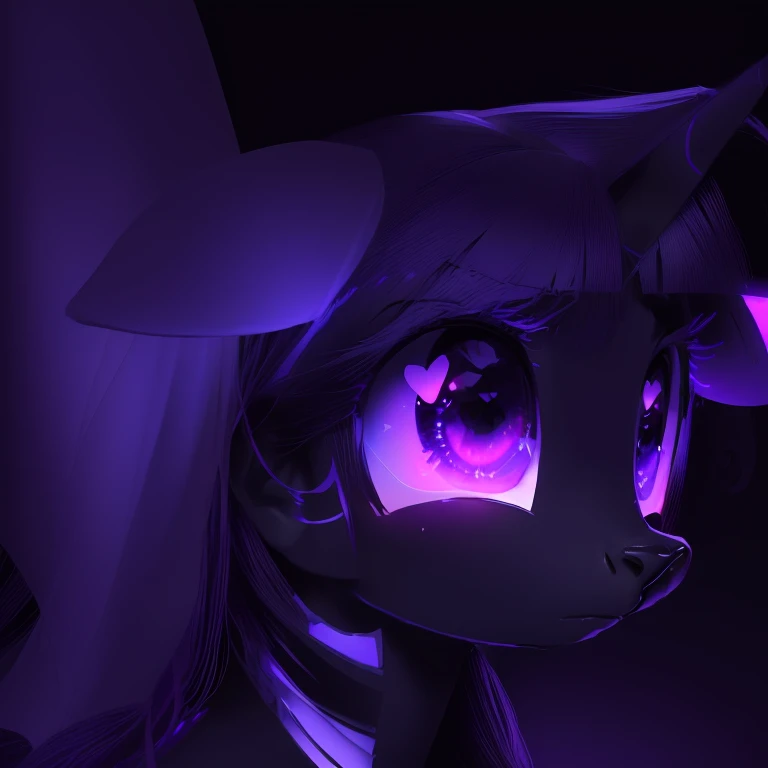 hay una foto de un pony con una melena morada, dark cool twilight, cool twilight, twilight sparkle, twilight ray, twilight ; pintura digital, con enormes ojos luminosos y tristes, twilight, glowing magic eyes, ojos brillantes iluminados por las estrellas, MLP fanart, twilight, Aura de magia a su alrededor, high resolution, brillo de estrella, ojos magicos, MLP