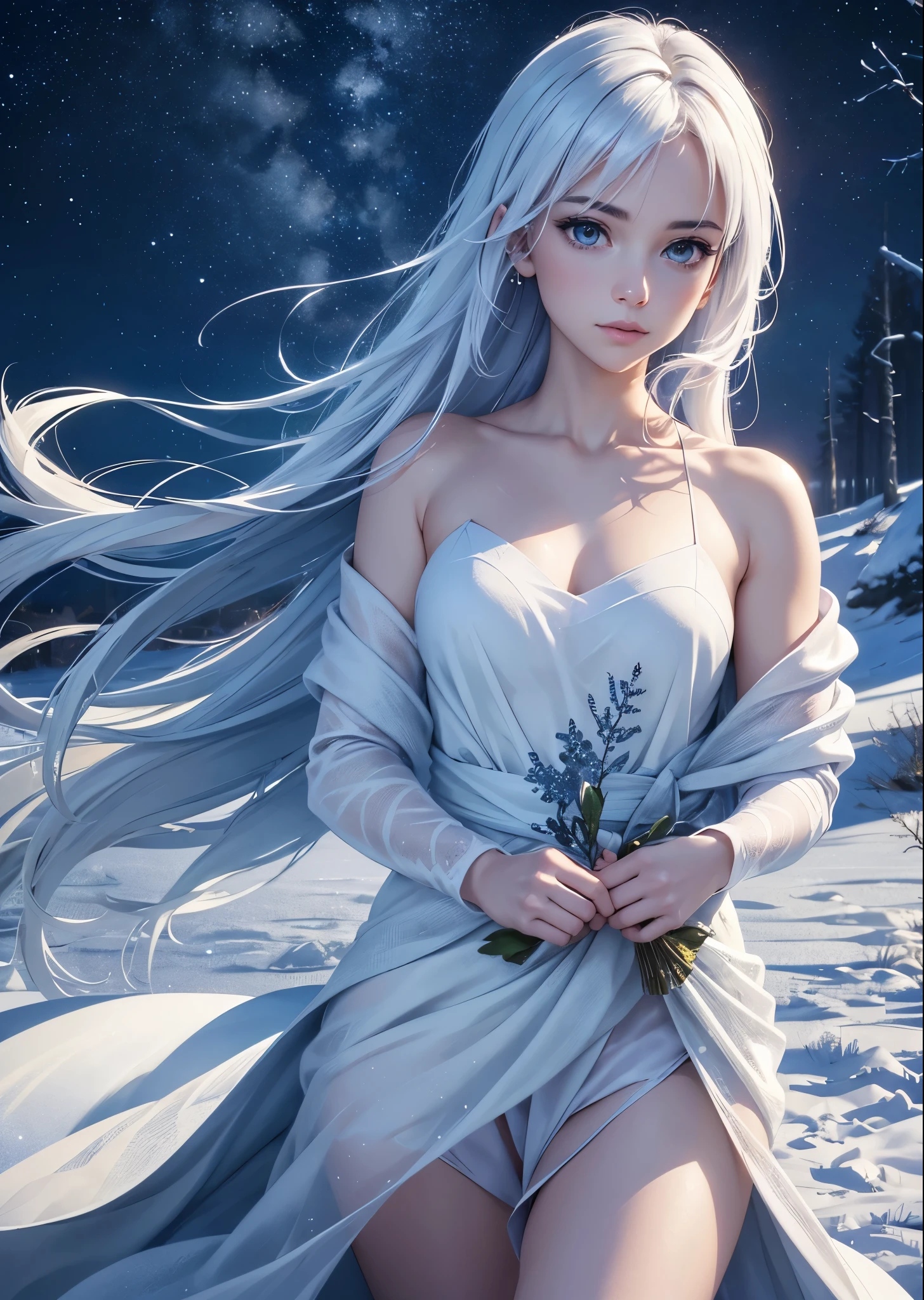 (highest quality,4K,8k,High resolution,masterpiece:1.2),Super detailed,(Realistic,photoRealistic,photo-Realistic:1.37)、A Western castle floating in the air,Frost,snow,member,Long winter night,darkness,breathtaking snow-covered landscapes,Glowing ice crystals,glistening Frost-covered trees,Quiet frozen lake,Faintly illuminated by the moonlight,A cold wind gently caresses the surroundings,Fascinating blue and purple hues in the sky,Create intricate patterns and light waves,Colorful ribbons of light swirling and cascading across the horizon,Turn a dull evening into a magical spectacle,Frozen dew on delicate leaves,Create a seductive effect,With every breath, pure air permeates,Immerse yourself in the silence and tranquility of a winter wonderland,A whispering silence surrounds,Wrapping everything in peaceful silence,The silence of a frozen world,A pure white blanket covering the ground,Reflecting the soft glow of the moonlight,Blends naturally into the night sky,Powerful and sacred,It&#39;s as if nature was in a deep sleep.,Get your energy back、Preparing for a new season,Inspire awe and respect,Blending in harmony with the surrounding landscape,A symphony of beauty and serenity.
