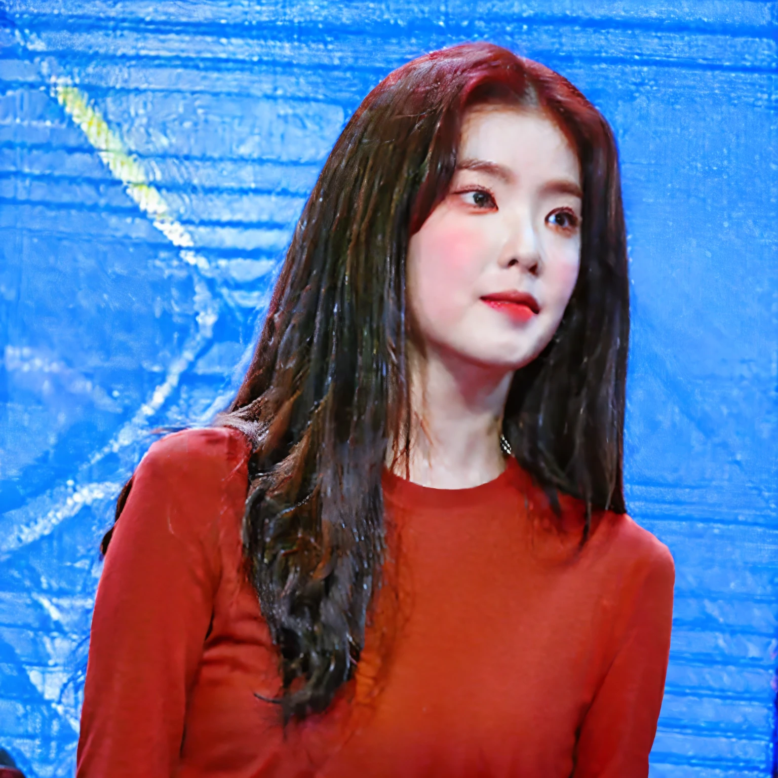 A girl wearing red tshirt