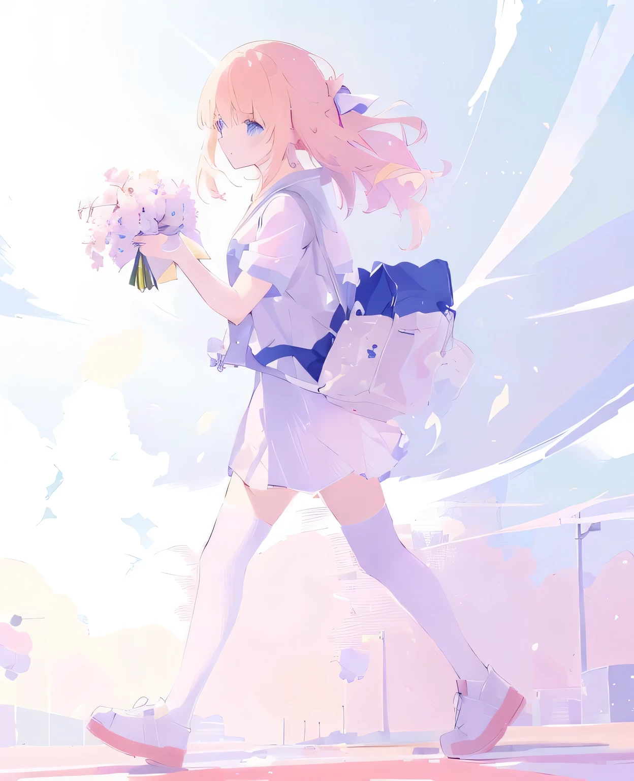 A girl carrying a bag, Anime Sketch, Amazing, Line Drawing!!, Clean and detailed Anime style, By Ei-Q, By New Art, anime full body illustration, rena noonan style 3/4, Anime style characters, anime girl running, Anime style