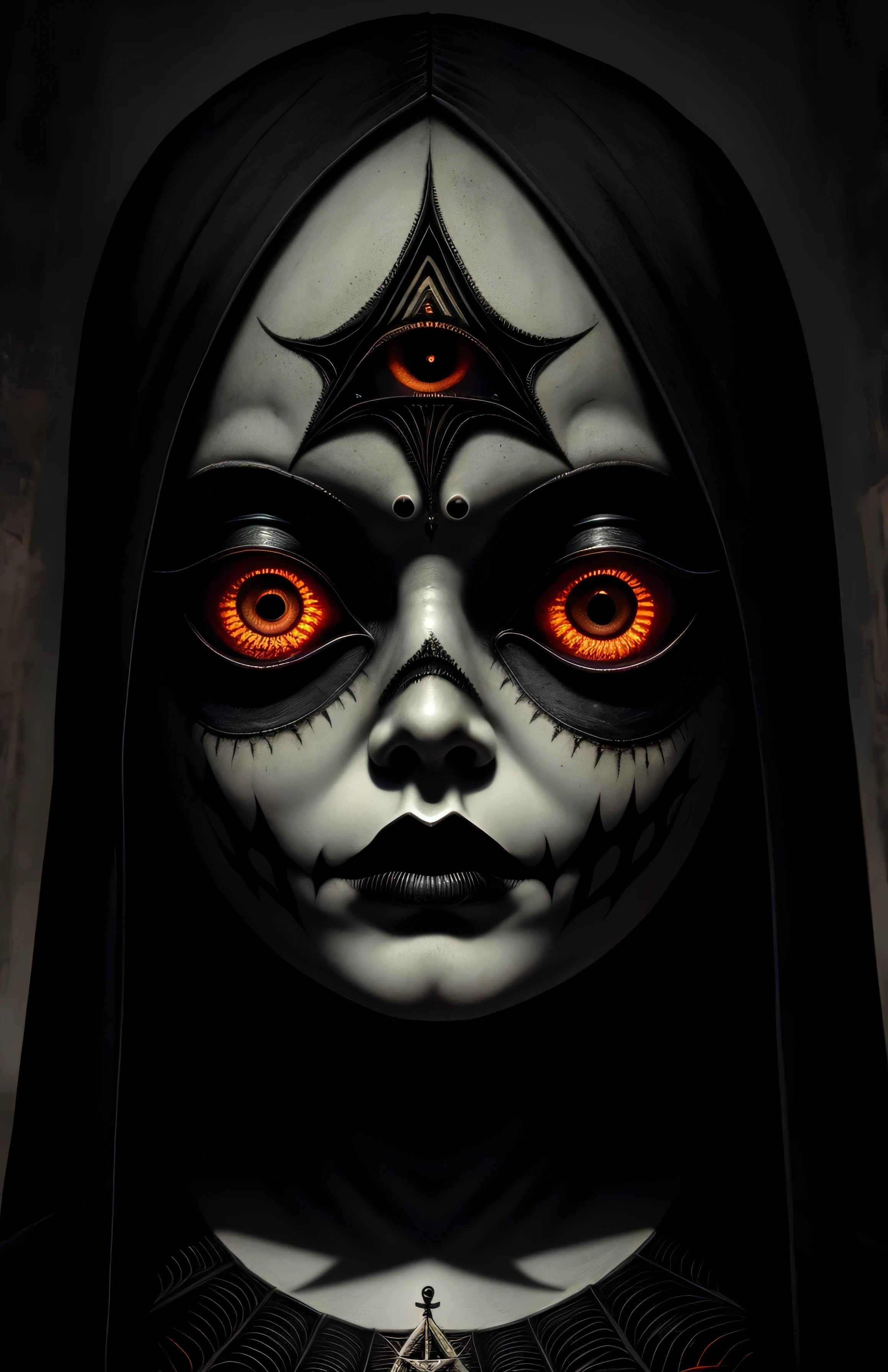 halloween，Pumpkin head，dreamlikeart the all seeing eye by H.R. Giger, Junji Ito, Greg Rutkowski, WLOP
detailed paint of wednesday addams, highly detailed paiting by Ray Donley, 8k, royal paiting, dynamic lighting, colorfull lighting,, 8k, 4k, (highres:1.1), best quality;