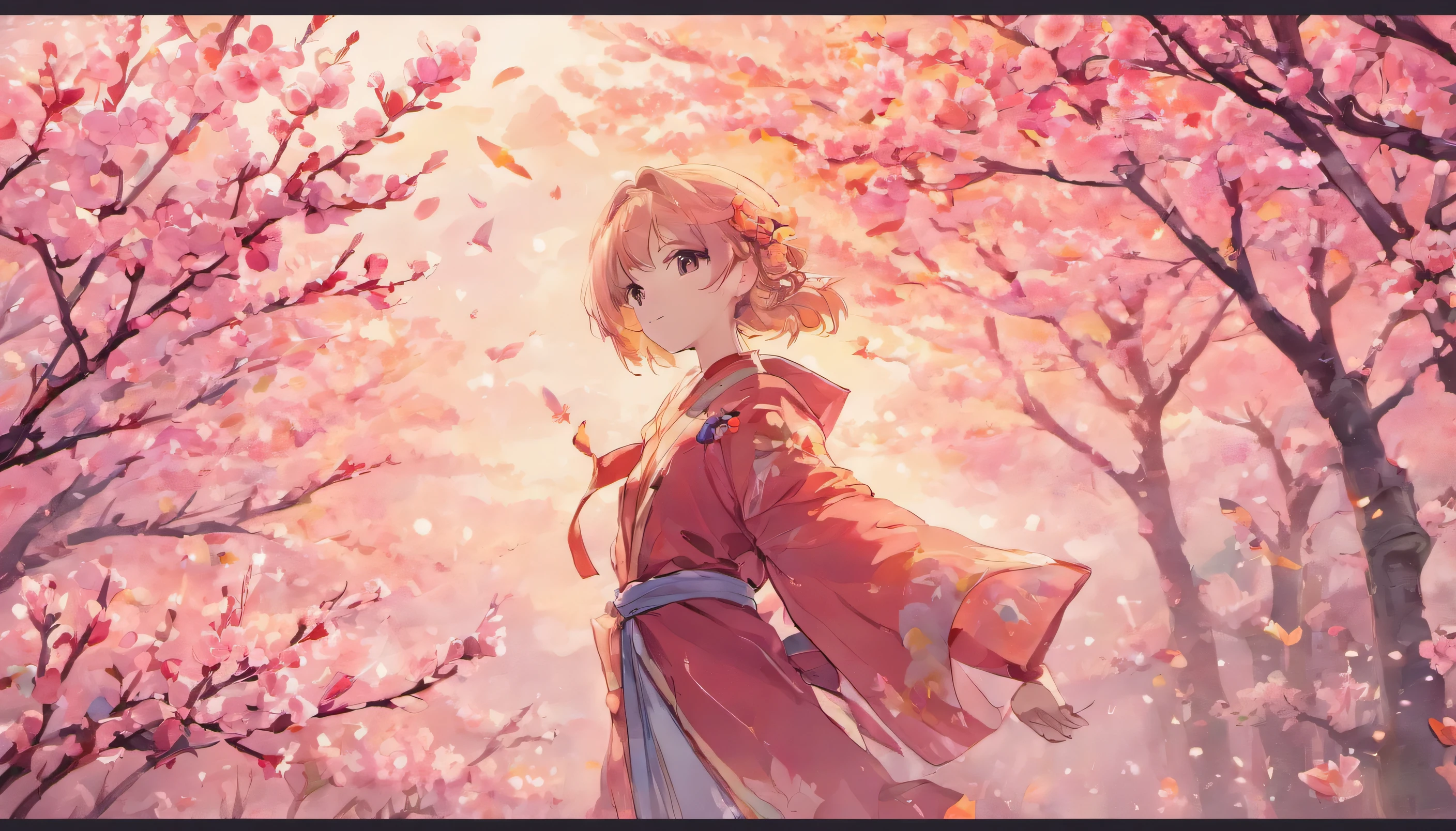 Plum blossoms bloom,A small bird is flying,