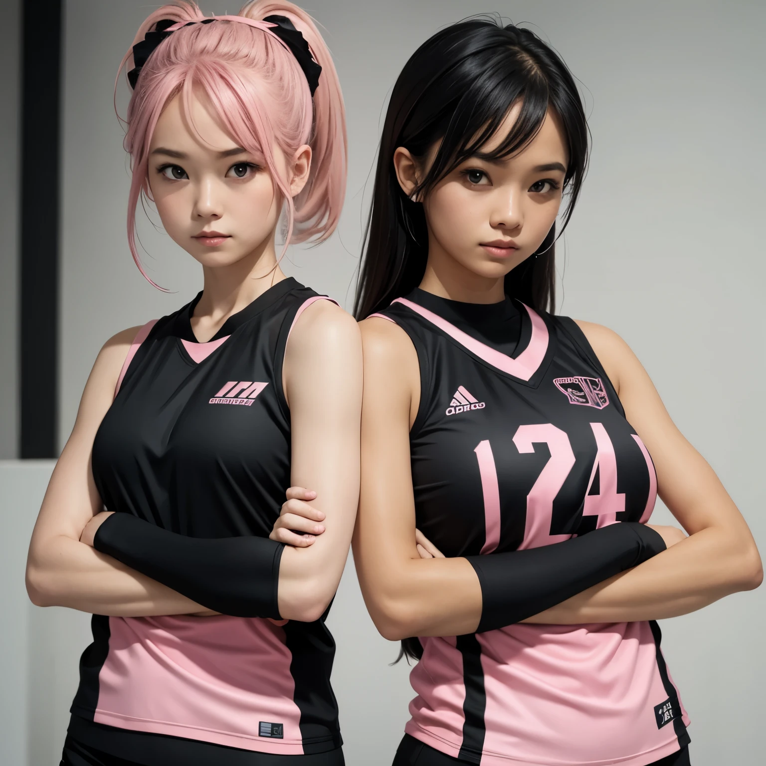 Sleeveless pink and black jersey design 