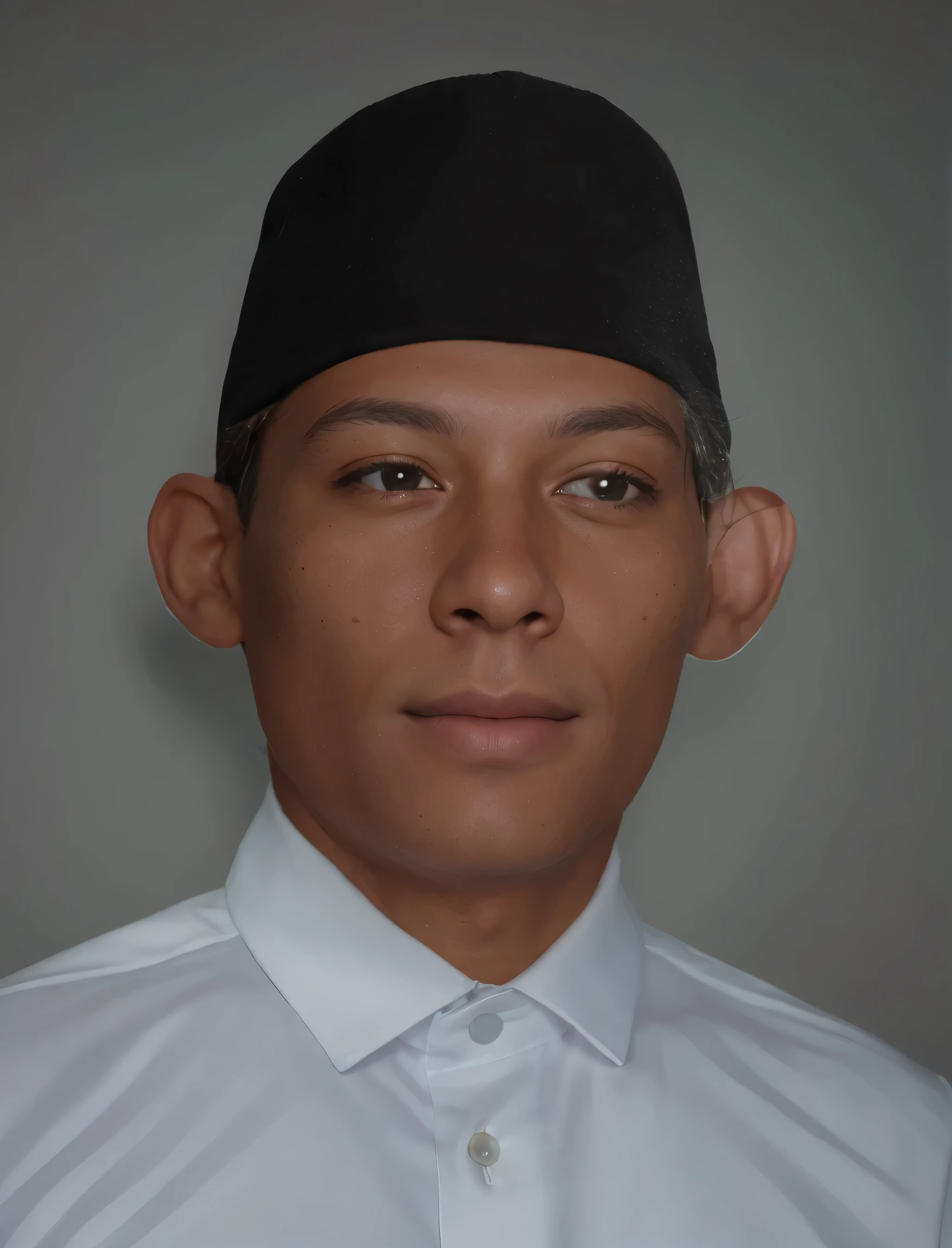 Make this photo look detailed and realistic, arafed man in a white shirt and black hat, realistic portrait photo, 2 d render, full protrait, realistically rendered face, detailed portrait, close portrait, portrait picture, ultra detailed portrait, 3d portrait very detailed potrait, realistic portrait photo, close up potrait, profile portrait, very detailed face, very realistic face, very perfected face, very detailed clothes, very realistic clothes, very perfected clothes