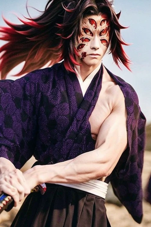 Tamanosuke Neguchi, a 34-year-old Anime Warrior from the Edo period, boasts Long black hair that falls in narrow waves beside his Squint your eyes eyebrows. His oval face is etched with determination and pain., The bloody wound on his head tells of his recent battle.. Wearing a blood-stained white haori, Torn black hakama fluttering in the wind. Gripping the hilt of the sword firmly with both hands, He takes a break, out of breath, after a hard fight. His concentration and weary expression tell a story of courage and perseverance..
* Anime Warrior
* Long black hair
* Squint your eyes