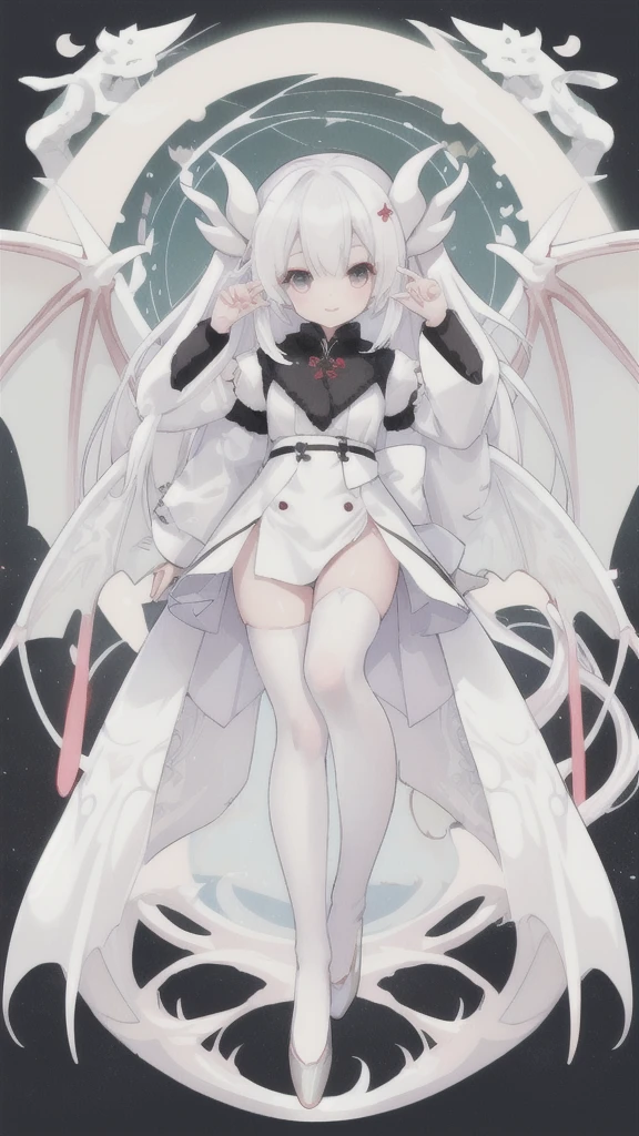 white oriental dragon，white stockings