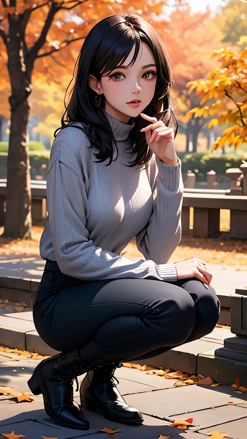 highest quality、High resolution、Detailed Background、(Beautiful face in every detail:1.4)、Anatomically correct、(Detailed facial expressions)、(Detailed eyes:1.2)、20 generation beauties、(Highly detailed face:1.4)、Brown Hair、Black Hair、Bobcut、Braided long hair、Wavy Hairstyle、well-groomed eyebrows、Cute Eye Makeup、Cute Lip Makeup、Autumn leaves around the Japanese garden and temple gate、Cute gestures、Fit on one screen、Calm atmosphere、
(A beautiful woman enjoying the beautiful autumn leaves and autumn scenery:1.5)、
Ueno Park:In a park with beautiful autumn leaves、We especially recommend the area around the pond and the iconic Tokyo Metropolitan Art Museum in Ueno.、
Meiji Jingu Gaien:This vast park features walking paths lined with ginkgo trees and beautiful autumn foliage.、
Jindaiji Temple:You can enjoy beautiful autumn foliage at this ancient temple located along the Tama River.、
generation々Tree Park:A vast park in the city center dotted with beautiful autumn foliage、
Inokashira Park:You can enjoy the autumn leaves at the pond and square in Inokashira Park.、
Choose a turtleneck sweater in a simple cof you wear a tailored jacket over it, you will have a mature look.、For your jacket, choose autumn colors or a checked pattern to make it more stylish.、Wide pants give a mature impression.、
Try pairing your dark-toned pants with a silk blouse or shirt.、
Wearing heeled boots will add a stylish touch to your outfit.、
Pleated skirts are an item that accentuates femininity.、
Balance out your autumn-colored skirt with a simple knit sweater.、For your feet, choose boots or pumps for a more elegant look.、
This knit dress with a warm autumn feel is perfect for grown-up women.、
Turtleneck and hooded designs、Wear boots or loafers on your feet.、
very beautiful