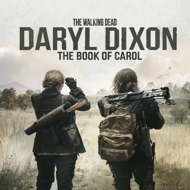 a poster of two people walking in a field with a rifle, book of the dead, in the walking dead, inspired by Carol Sutton, the walking dead, walking dead, by Carol Sutton, by Dicky Doyle, devon cady-lee, by Caroline Chariot-Dayez, promo material, by derek zabrocki, by Jan Cox, by David Donaldson