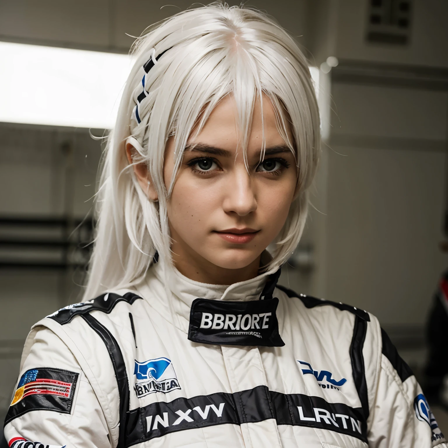 Girl White Hair Brown Race Driver