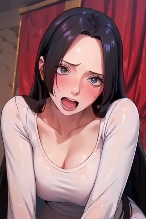 best quality, masterpiece, highly detailed,1girl, Boa Hancock, , (masterpiece:1.5), Detailed Photo, Smiling, Sexy, (8K, Best Quality: 1.4), (1girl), Beautiful Face, (anime realistic Face), (Black Hair, long Hair: 1.3), Beautiful Hairstyle, Realistic eyes, beautiful detail eyes, (white skin), beautiful skin, absurd, attractive, ultra high resolution, ultra realistic, high definition, golden ratio, (sexually aroused:1.5), Pinkish white skin, cool white light, sexy pose, Beautiful , white background, pink soft white light, Wear a black bodycon dress