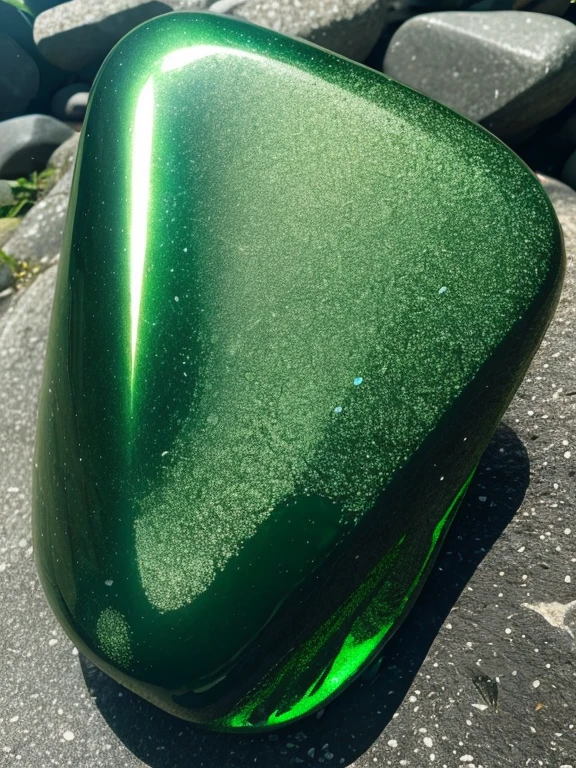 green shiny piece of rock
