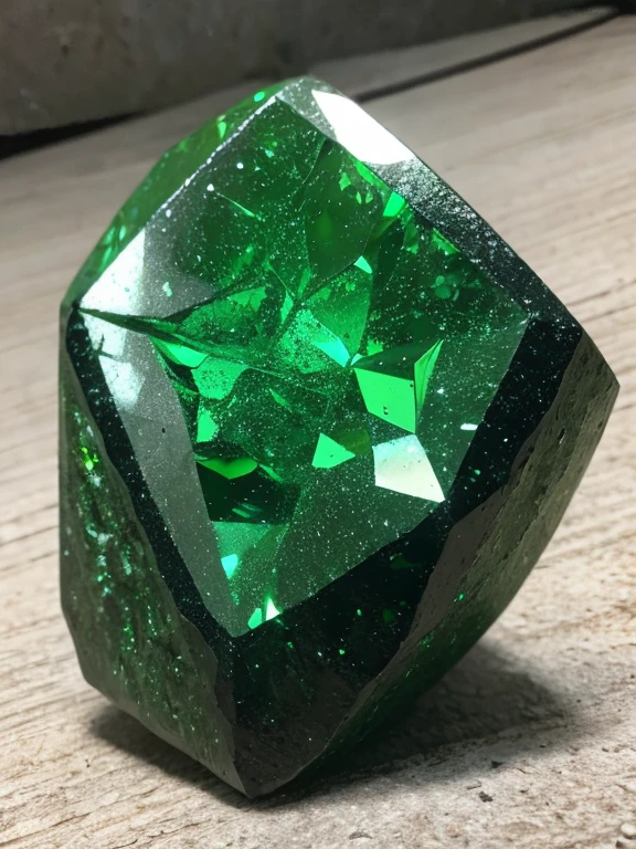 green shiny piece of rock, mineral gemstone
