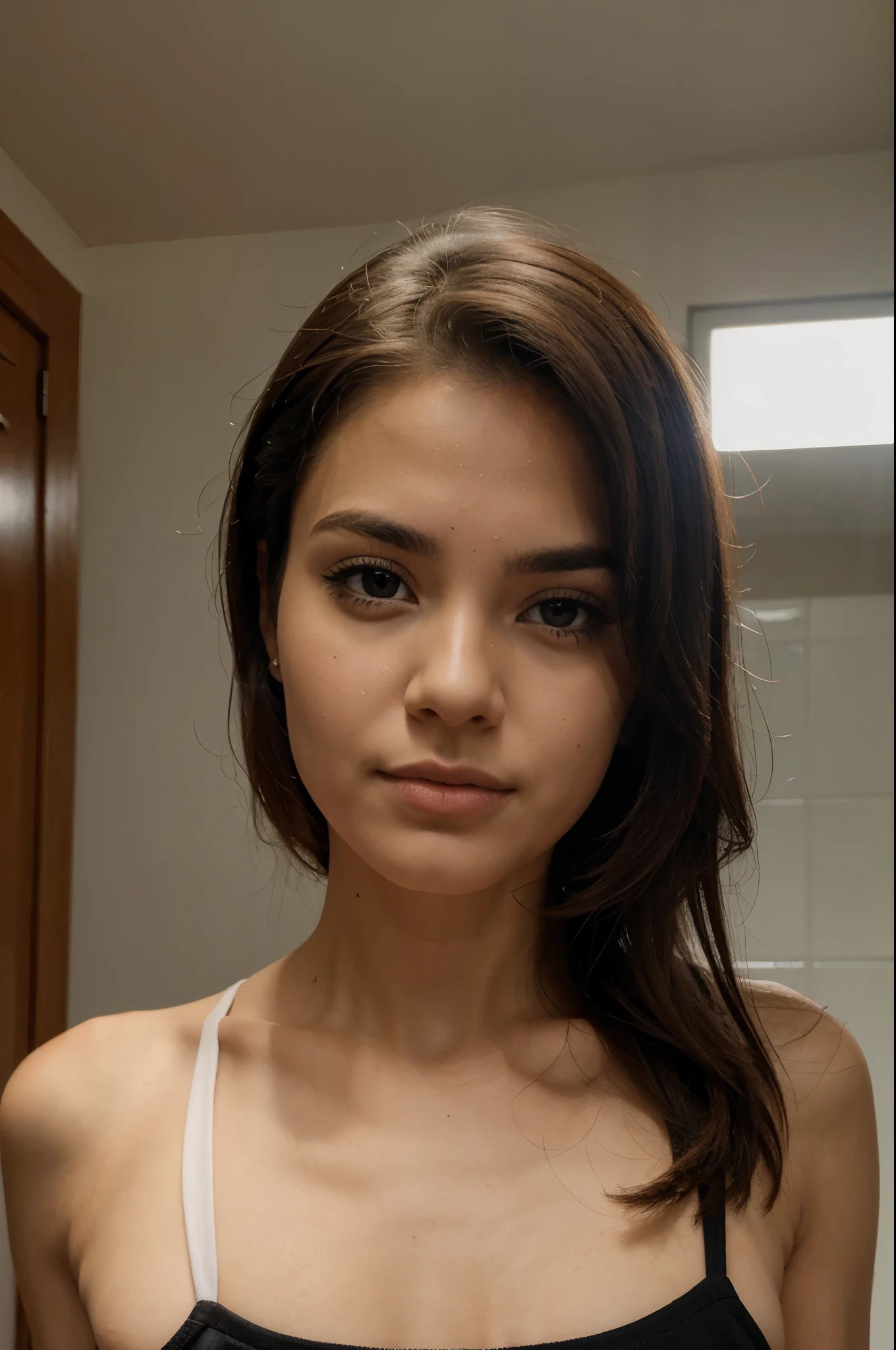 linda mulher com olhos lindos de cabelo cacheado, com 14 anos de idade, no brasil sem as suas roupas em publico