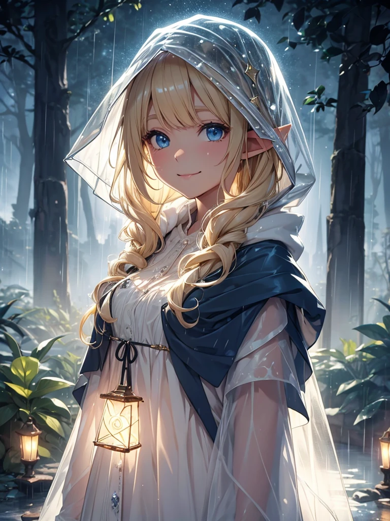 Beautiful Elf See-through raincoat
Raincoat hood Elf Town
Light Blonde smile magic Masterpiece Night Starry Sky Magic , extremely beautiful 10歳 Beautiful Eyeagical gentle lighting rain cowboy shot lots of rain