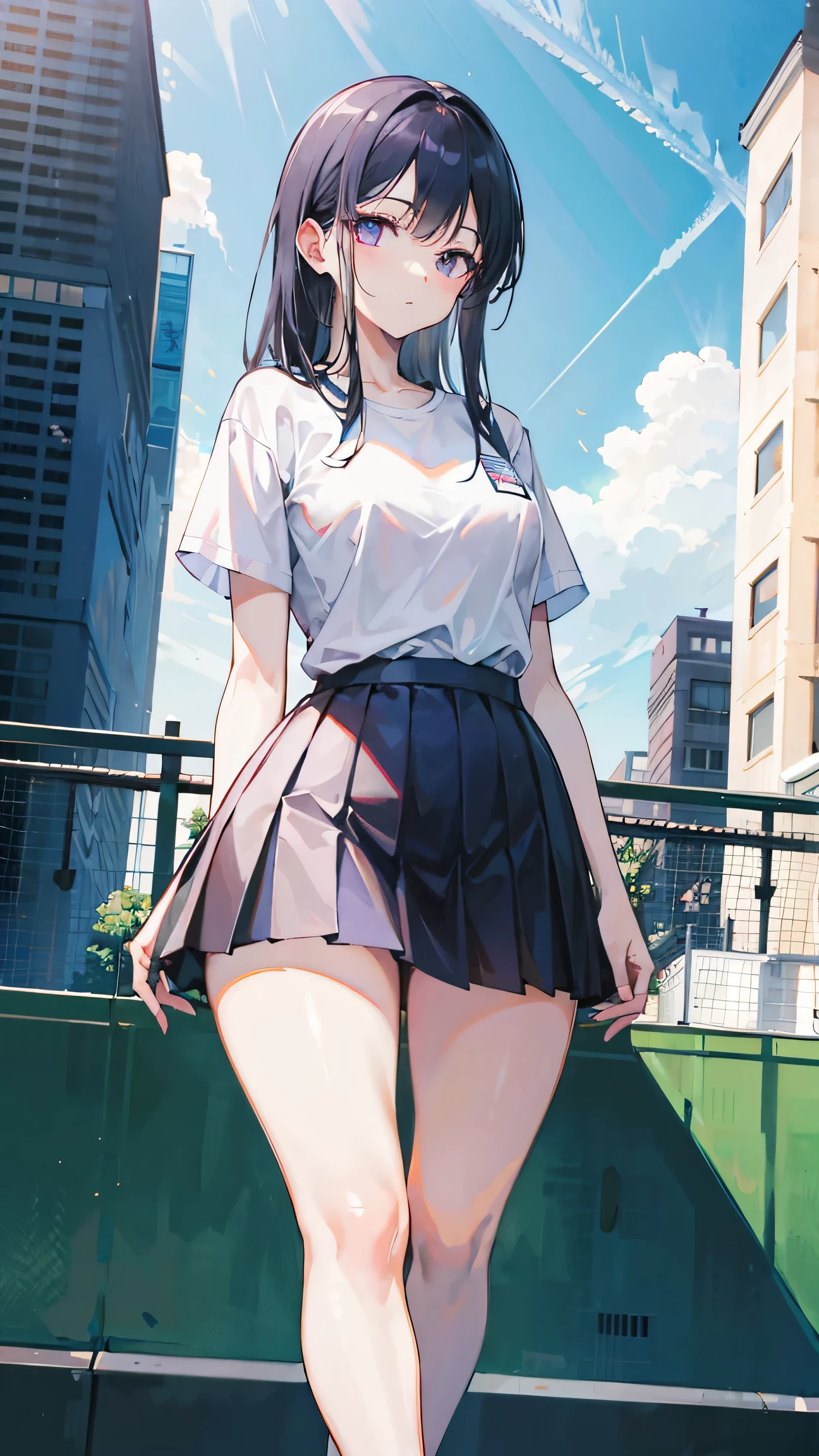 masterpiece, best quality, full body, 1girl, bangs, black choker, black necktie, blonde hair, blue skirt, blush, bracelet, breasts, choker, clothes around waist, collarbone, collared shirt, cowboy shot, dress shirt, ear piercing, eyebrows visible through hair, gradient hair, grin, gyaru, jewelry, kogal, long hair, looking at viewer, loose necktie, necktie, piercing, plaid, plaid skirt, pleated skirt, red eyes, ring, school uniform, shirt, skirt, smile, solo, white shirt, street, sky, cherry blossoms, petals,illustration, (magazine:1.3), (cover-style:1.3), fashionable, woman, vibrant, outfit, posing, front, colorful, dynamic, background, elements, confident, expression, holding, statement, accessory, majestic, coiled, around, touch, scene, text, cover, bold, attention-grabbing, title, stylish, font, catchy, headline, larger, striking, modern, trendy, focus, fashion,
