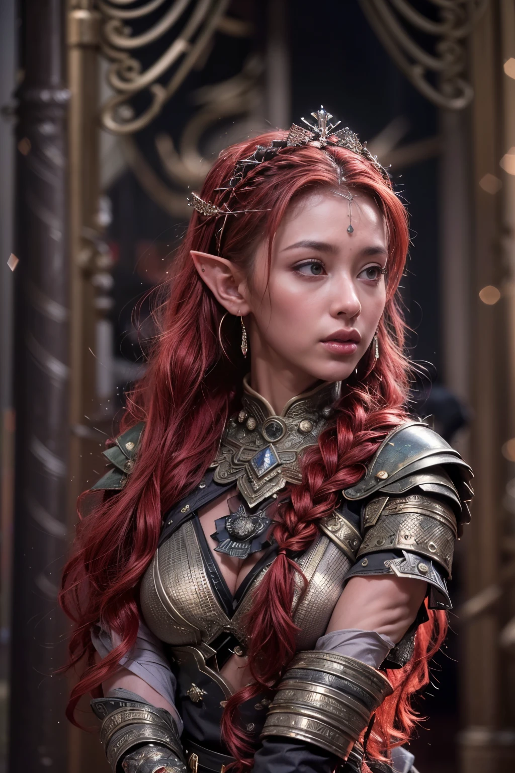 (main part, Realistic Portrait: 1.3), (Stunning image of an elven warrior with the appearance of Ariana Grande: 1.2), (extremamente bem definido, musculoso and female figure: 1.3), (red hair decorated with many braids: 1.3 ), (grosso, Sobrancelhas meticulosamente Moldadas:1.2), (symmetrical, Beautiful, e rosto impecavelmente perfeito:1.1), (vestido com um traje de guerreiro, Embracing your body:1.1), (In the background, an active volcano rises high, attracting attention:1.1), ( the gray sky sets a sombre tone:1.1), (his facial expression conveys the utmost seriousness:1.1), (Full body illustration of the elf's dominating presence:1.1), (a combination of awe-inspiring strength and ethereal charm:1.1), (A work of art that captures intensity of the legendary warrior:1.1), (Meticulous attention to detail enhances the authenticity of the scene:1.1)), cinematic, hyper-detailhado, detailhes insanos, Lindamente colorido, Motor Ireal, DOF, Super-Resolution, Megapixel, Cinematographic Lightning, anti-aliasing, FKAA, TXAA, RTX, SSAO, Post-processing, post-production, Mapeamento de tons, .cgi, VFX, SFX, Insanamente retailhado e intrincado, Hyper maximalista, hyperrealistic, volumetric, photorealista, ultra fotorreal, ultra-detalhado, detailhes intrincados, super retailhado, Colorido , volumetric lightning, HDR, realistic, motor irreal, 16k, sharp focus, octane render, (main part, realistic portrait: 1.3), (extremamente bem definido, musculoso and female silhouette: 1.3), (olhos verdes claros penetrantes emanando uma energy radiante:1.2), (grosso, Sobrancelhas meticulosamente moldadas:1.2), (symmetrical, Beautiful, e rosto impecavelmente perfeito:1.1), (vestido com um traje de guerreiro, Embracing your body:1.1), (master's part, Realistic portrait: 1.3), (full body photo: 1.4)