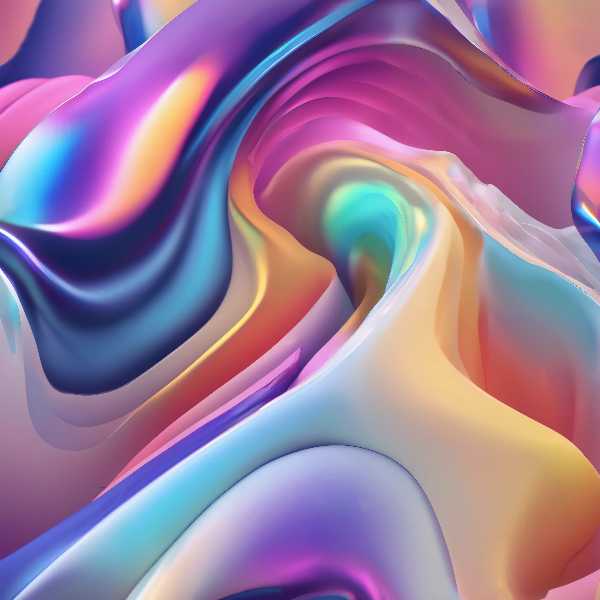 A series of holographic 3D fluid shapes, illustration design, elementos separated in the scene, in holographic paper style, on a white background, the shapes will work perfecly as graphic design elements